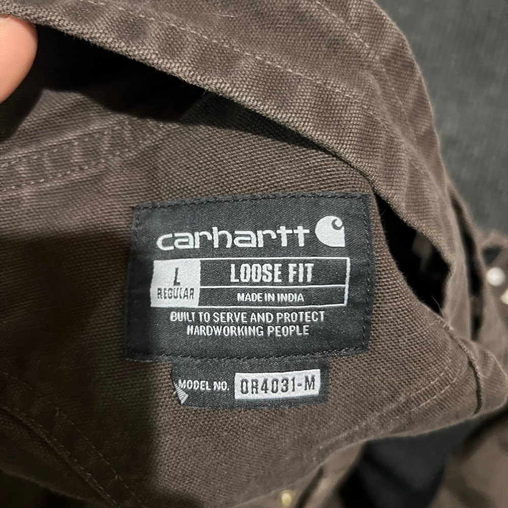 Carhartt Bib Overalls Mens L Brown Loose Fit Insulated OR4031-M Duck Canvas Work - Picture 10 of 11
